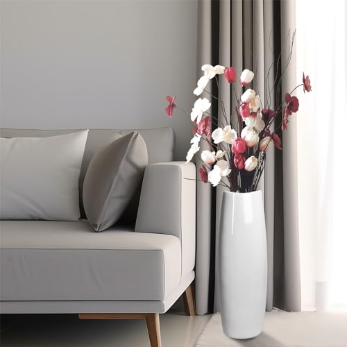 White Ceramic Tall Floor Vase 22.8 Inch U756180