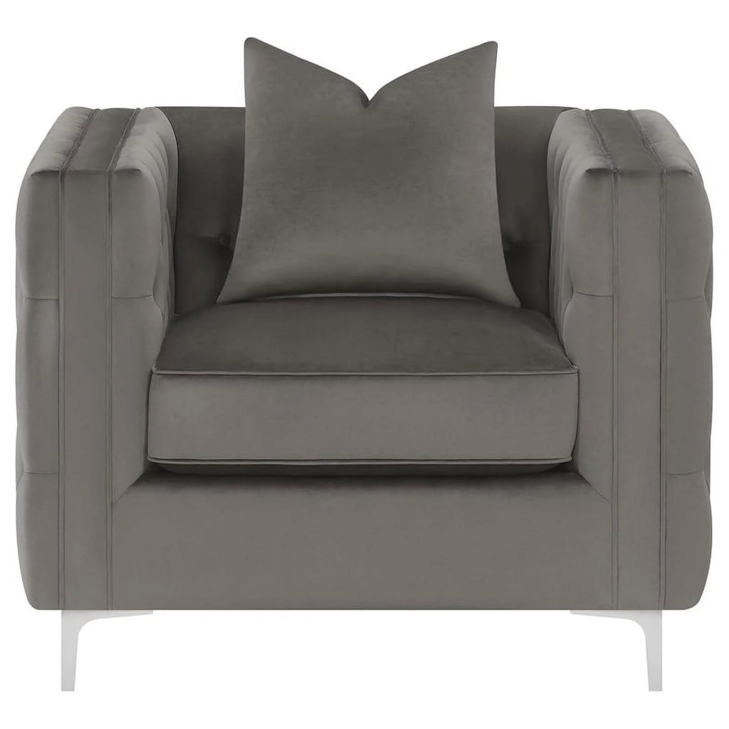 3-piece Velvet Tufted Tuxedo Arms Living Room Set N69249