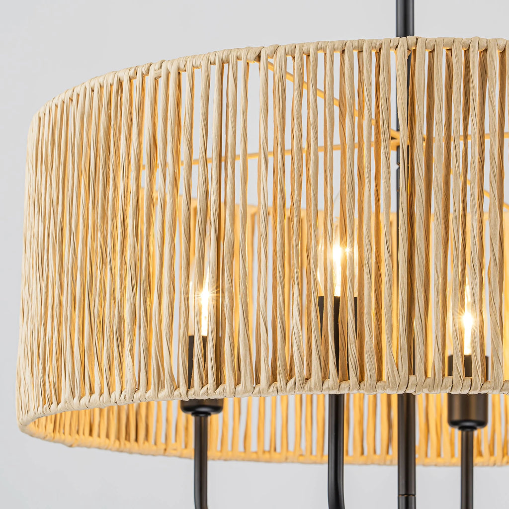 4-Light Handwoven Rope Drum Chandelier I925