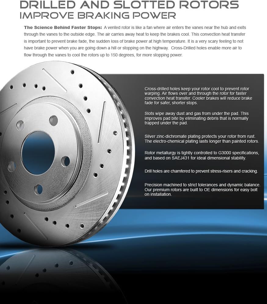 279.8mm 5 Lug Rear Rotors + Ceramic Brake Pads + Clips Q30394