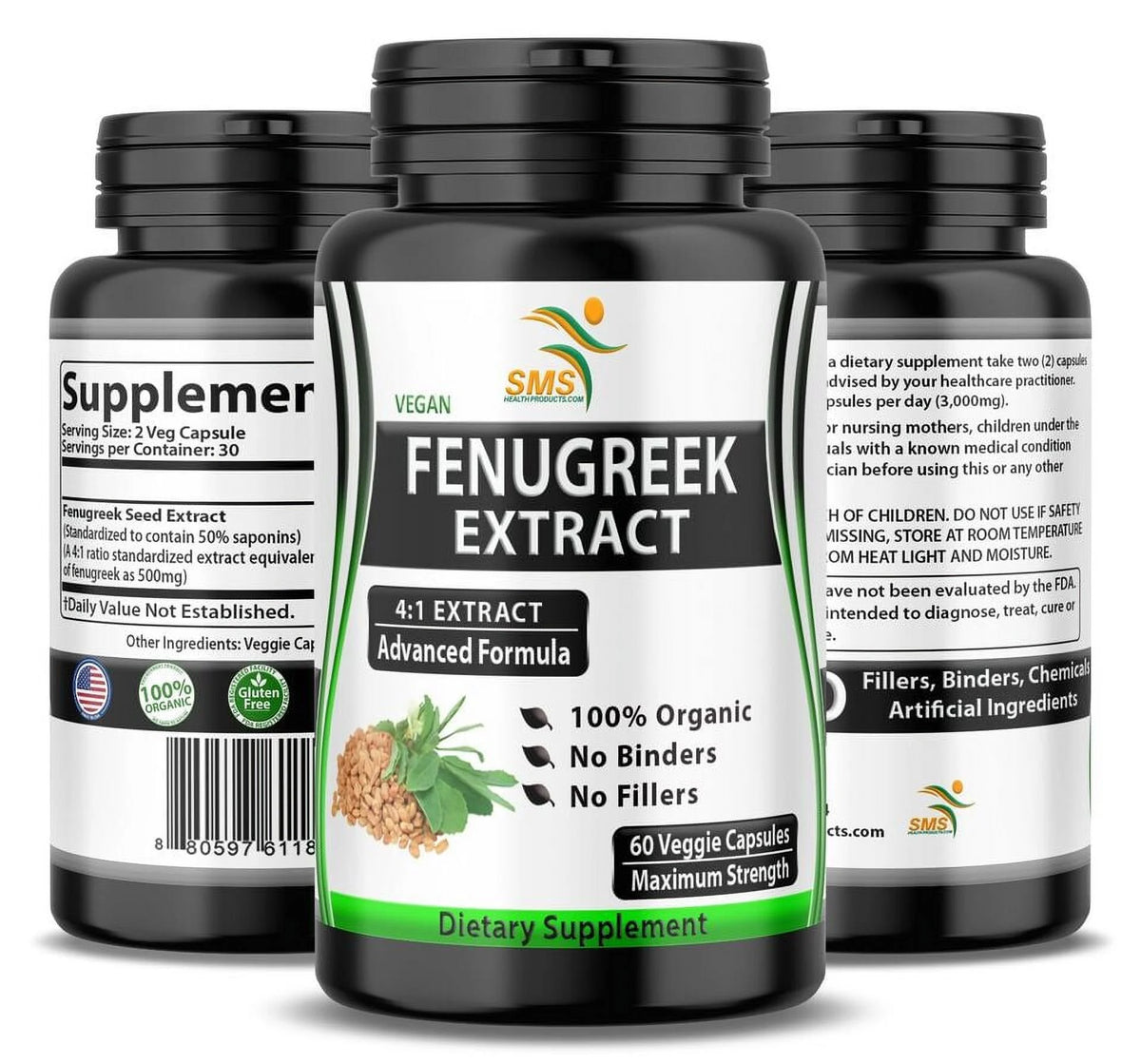 2000mg Organic Fenugreek Seed Pills 60 Veggie Capsules O1637