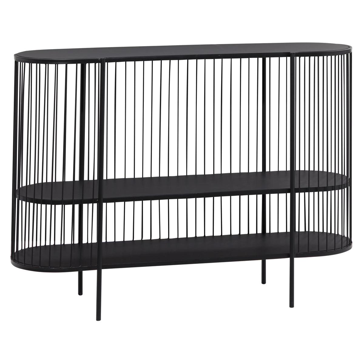 48" x 34" Black Metal 2 Shelf Console Table G2855