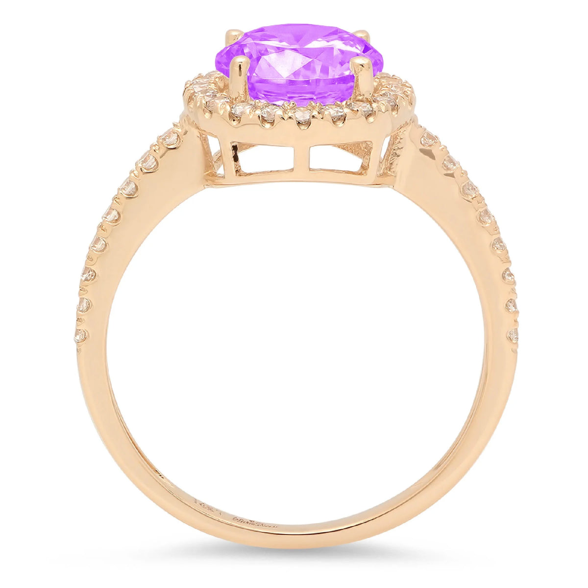 18k Yellow Gold Amethyst Halo Ring Size 3.75 L960
