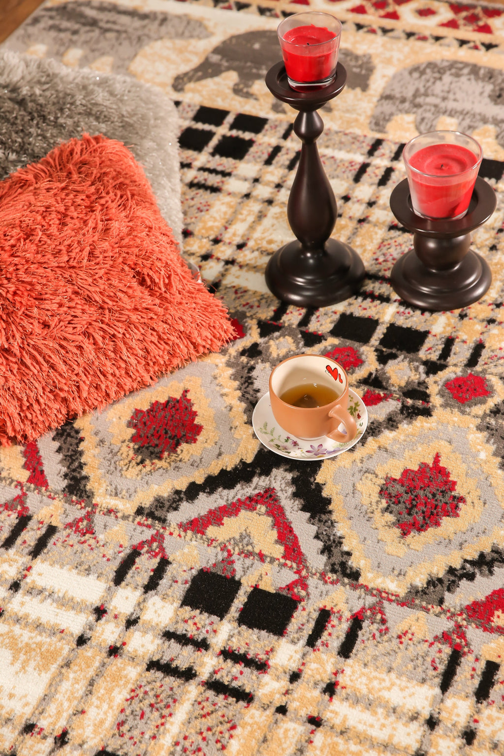 Multicolor Bear Geometric Print Rug Y21452