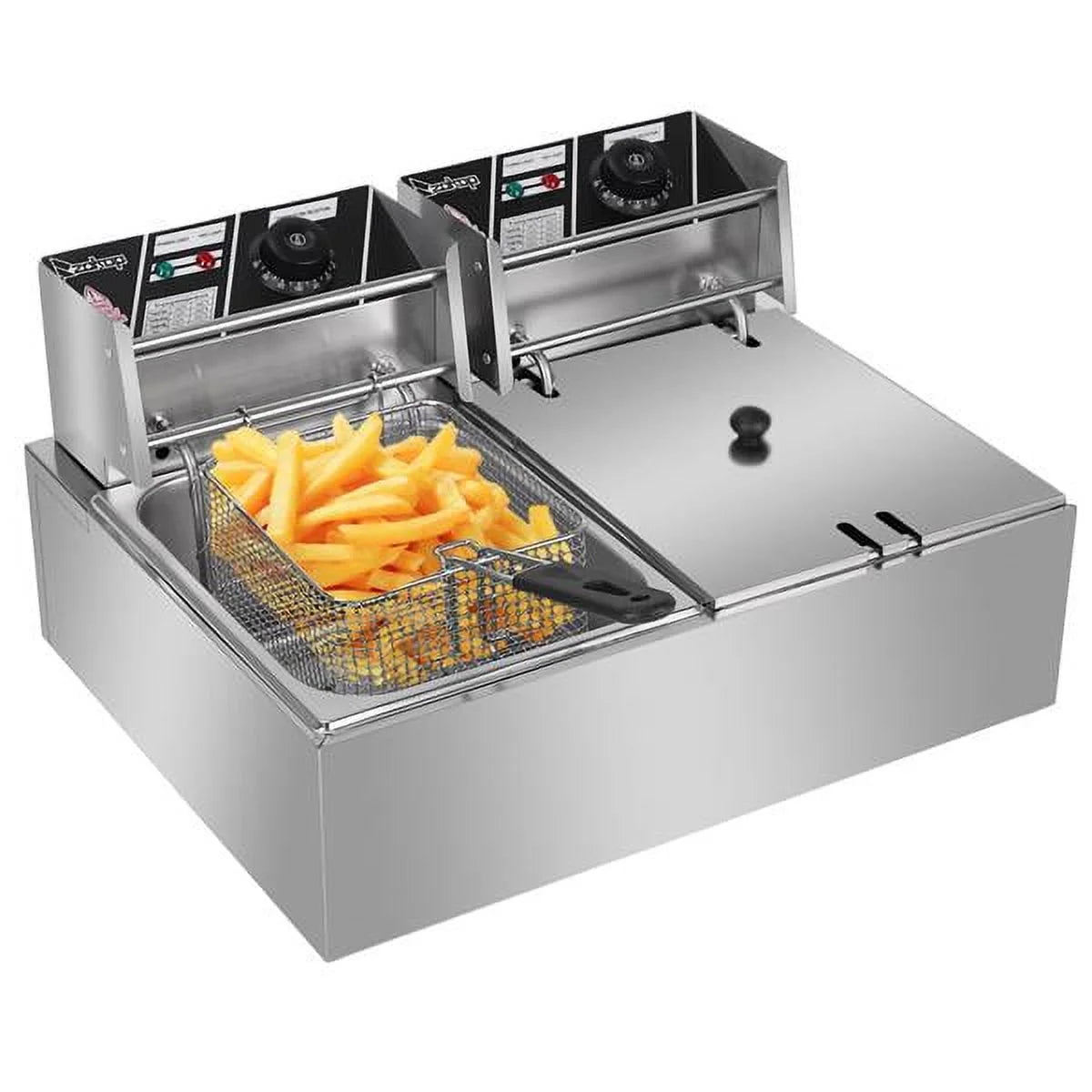 5000W 12L Dual Tanks Electric Deep Fryer with 2 Basket P85913