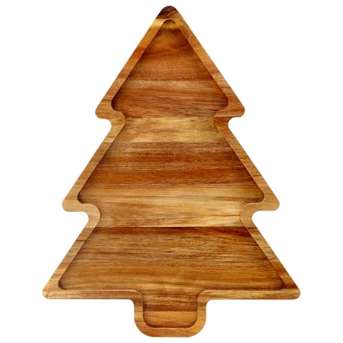 Acacia Wood Christmas Tree Serving Dish F93214