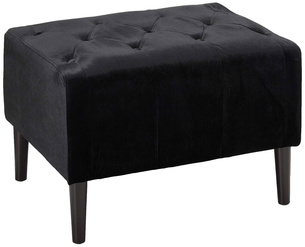 Black Tufted Velvet Ottoman L746536