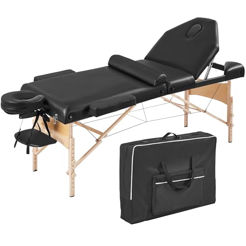 Black Folding Massage Table with Bolster & Carrying Bag H625665