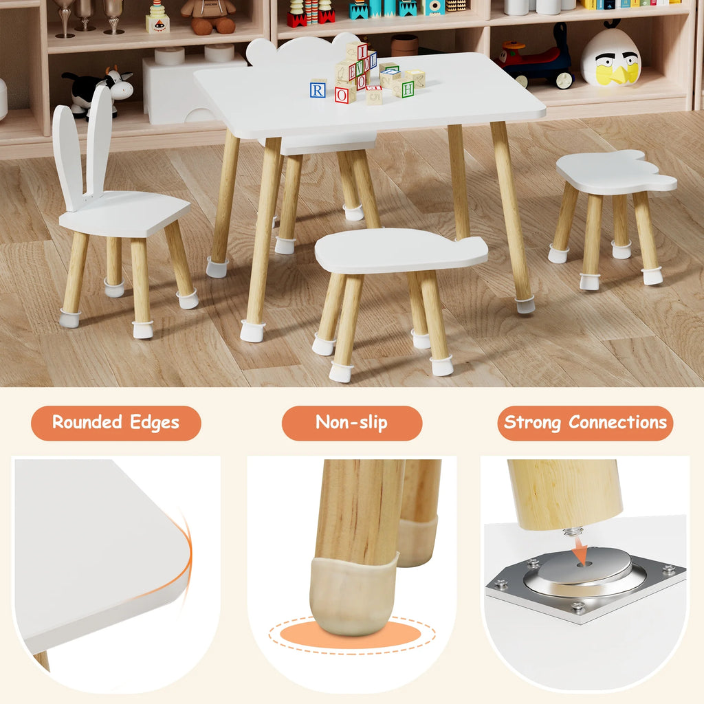Wood Toddler Table and Chairs Set with 4 Chairs Q35989