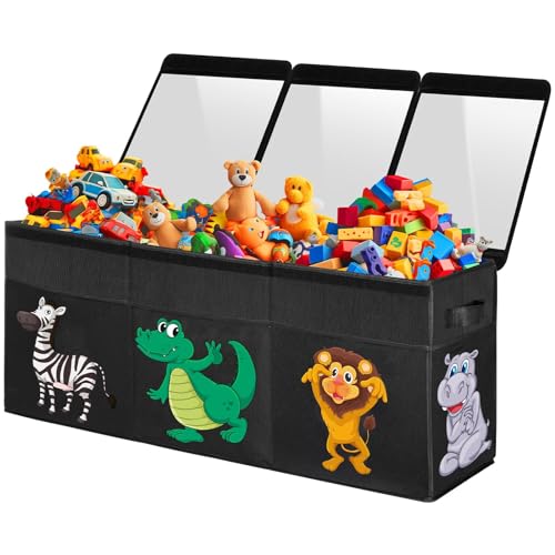 Extra Large Collapsible Toy Storage Organizer with Lids, Black O980497