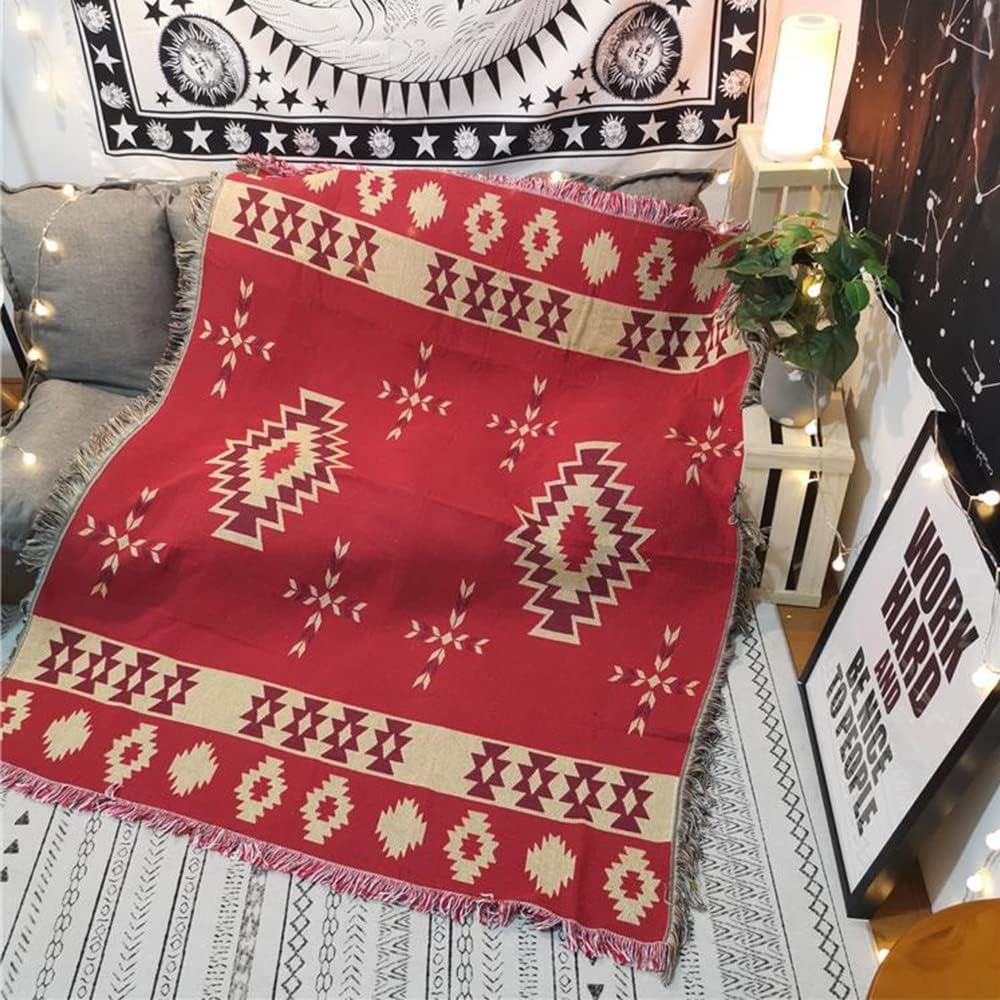 White Reversible Woven Tassels Throw Blanket G5393