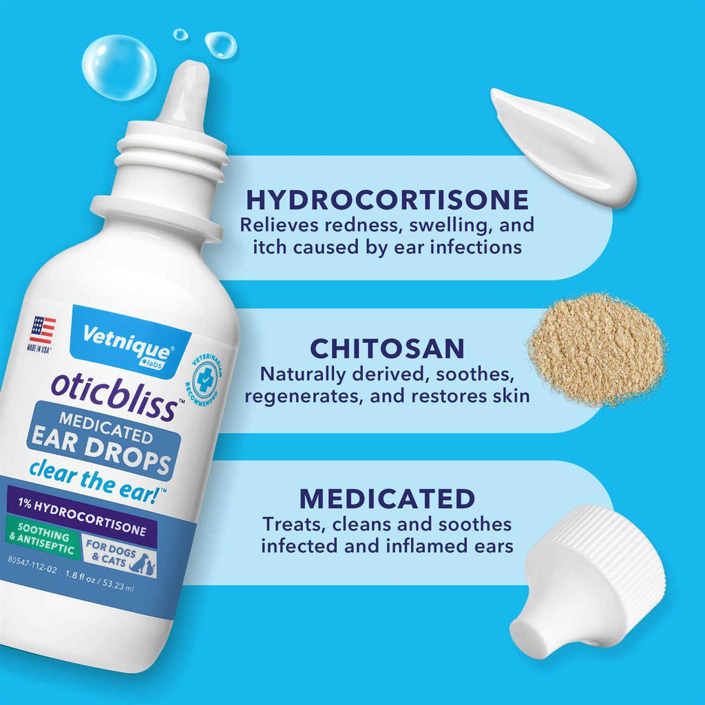 Medicated Ear Drops for Dogs & Cats with Hydrocortisone B256