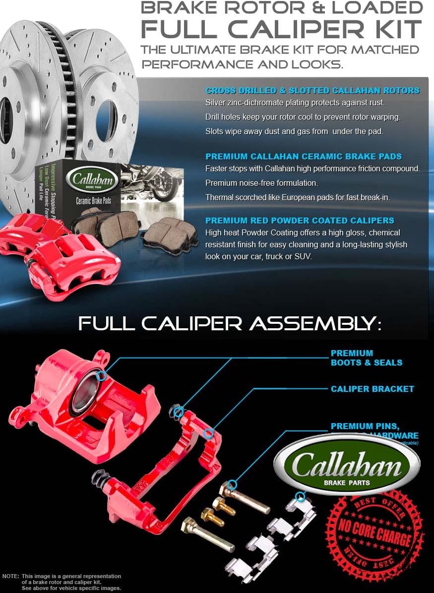 Powder Coated Red Calipers 8 Lug Rotors Ceramic Pads Kit G9312