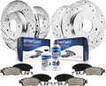 Front and Rear Drilled & Slotted Rotors Brake Pads 10pc Set G750