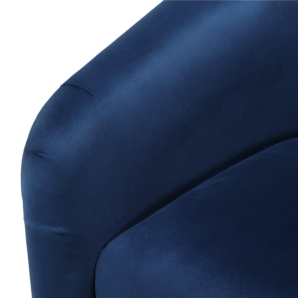 Navy Blue Velvet Upholstered Barrel Chair E7346