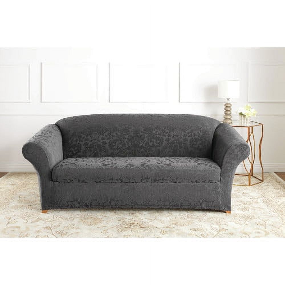 Stretch Jacquard Damask 2-Piece Sofa Slipcover N6654