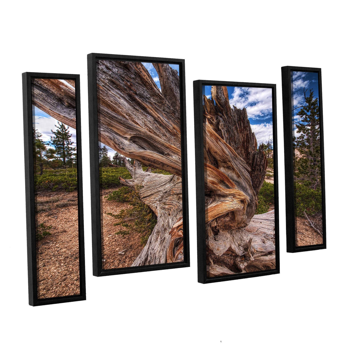 4-Piece Floater Framed Canvas Staggered Set - Blue - 24x36 I7302