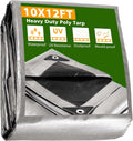 10x12ft Heavy Duty Reinforced Poly Tarp Waterproof Tarpaulin Ground Sheet with Eyelets Pack of 2 B236736
