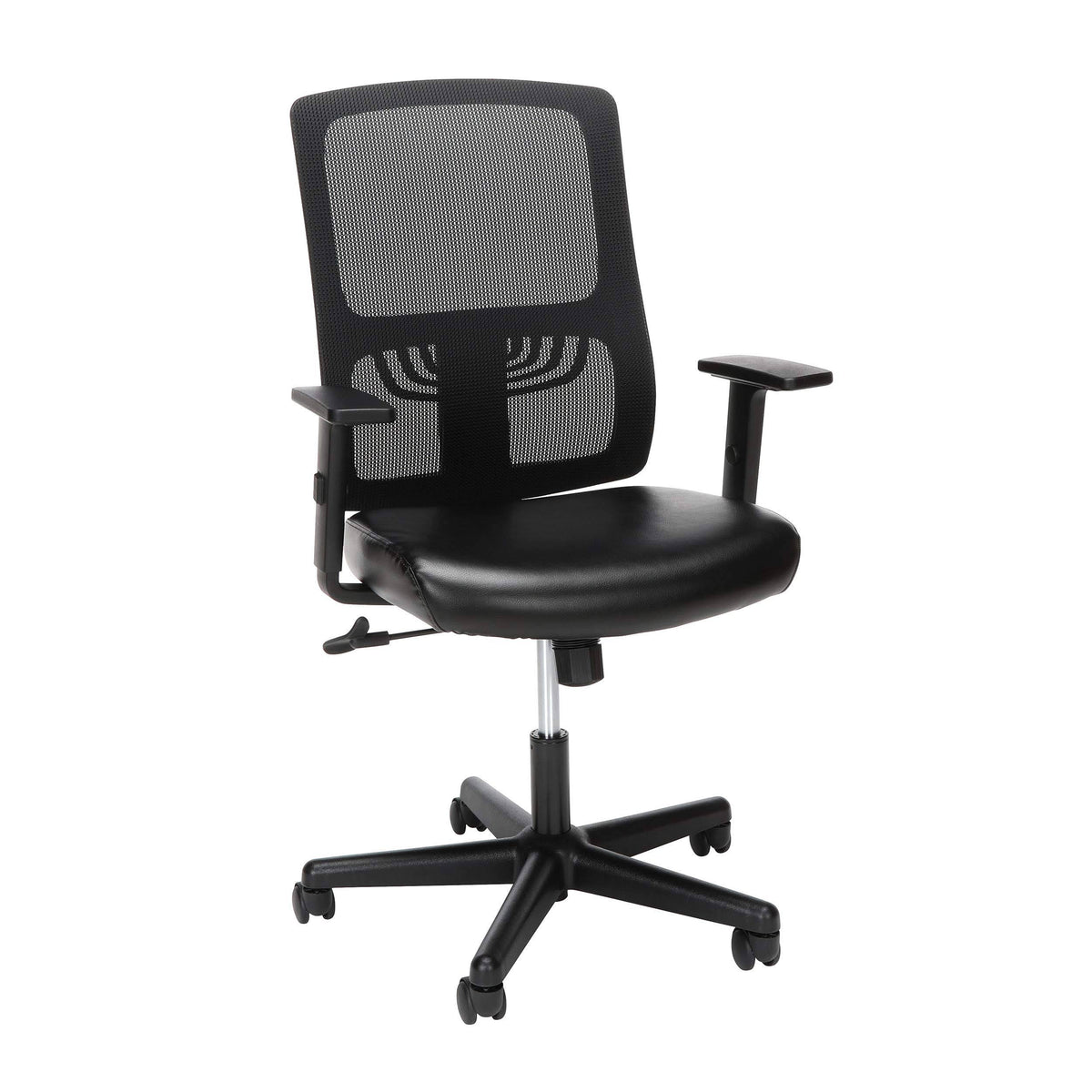 Black Ergonomic Mesh Back Chair with Leather Seat K8720