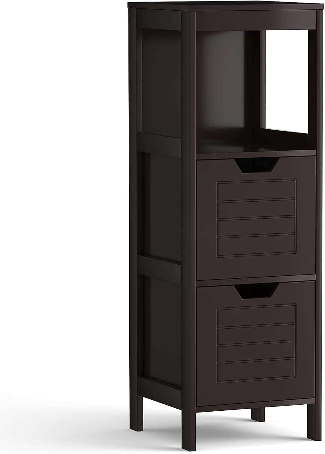White Wooden Bathroom Floor Cabinet with 2 Adjustable Drawers, Pack of 2 E874