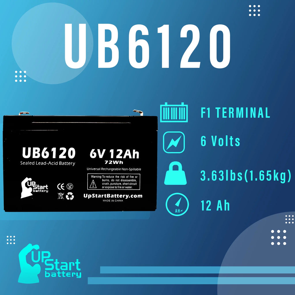 6V 12Ah Sealed Lead Acid Battery with F1 to F2 Terminal Adapters K8235