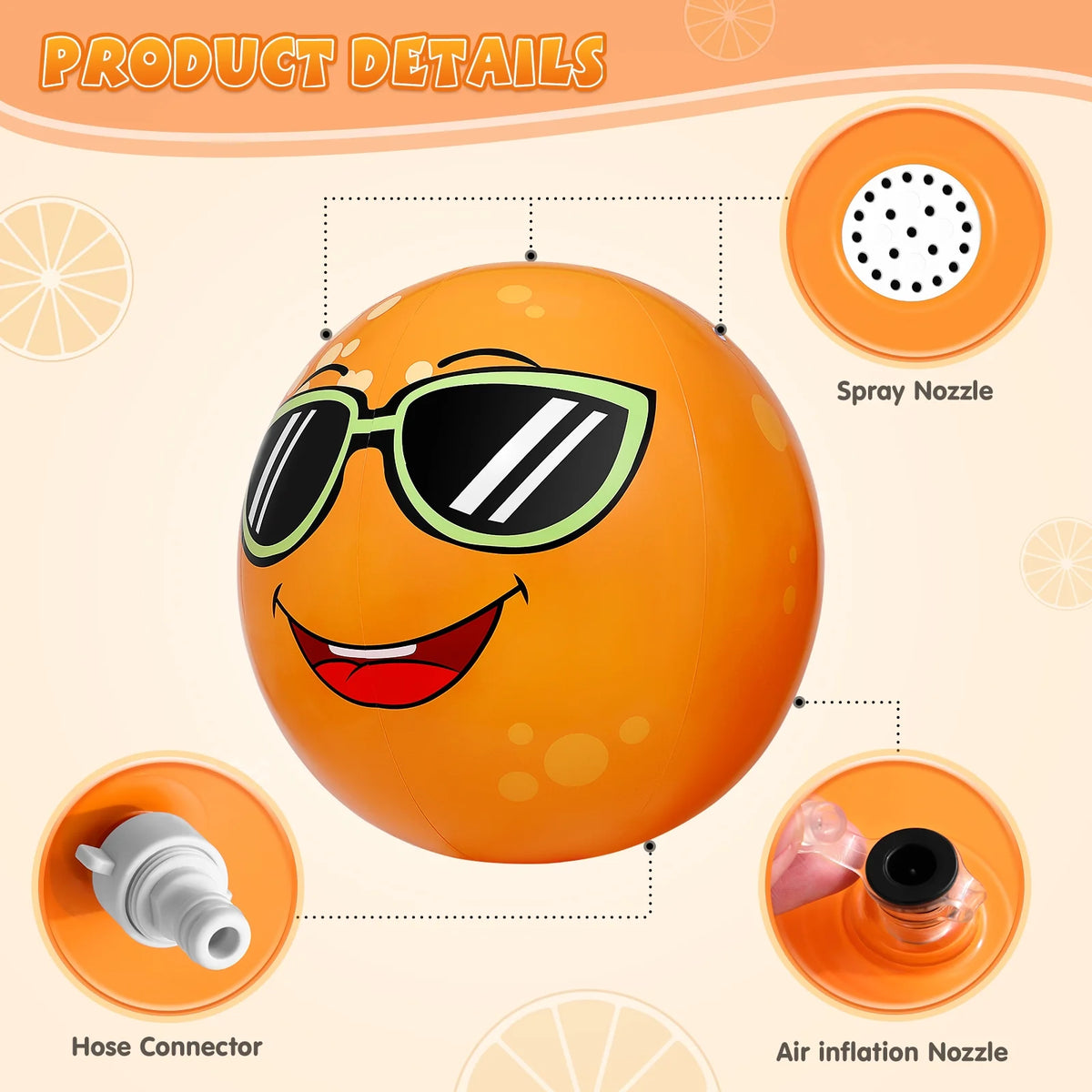 Orange Shaped Inflatable Sprinkler Water Toy E83631