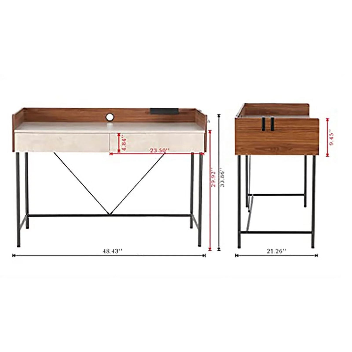 Walnut Cement Writing Desk with Drawers H46442