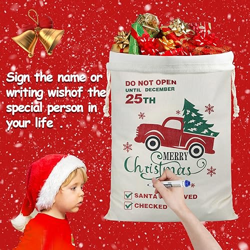 3Pack Christmas Santa Burlap Sacks with Drawstring 26" x 19" Large F5081
