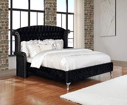 Queen Tufted Upholstered Bed Black N840