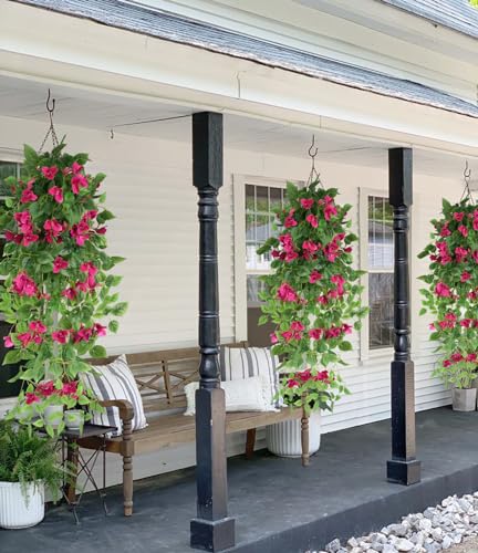 2pcs Artificial Bougainvillea Hanging Flowers 40" Faux Silk Bougainvillea Flower Vines (Rose Red) J563109