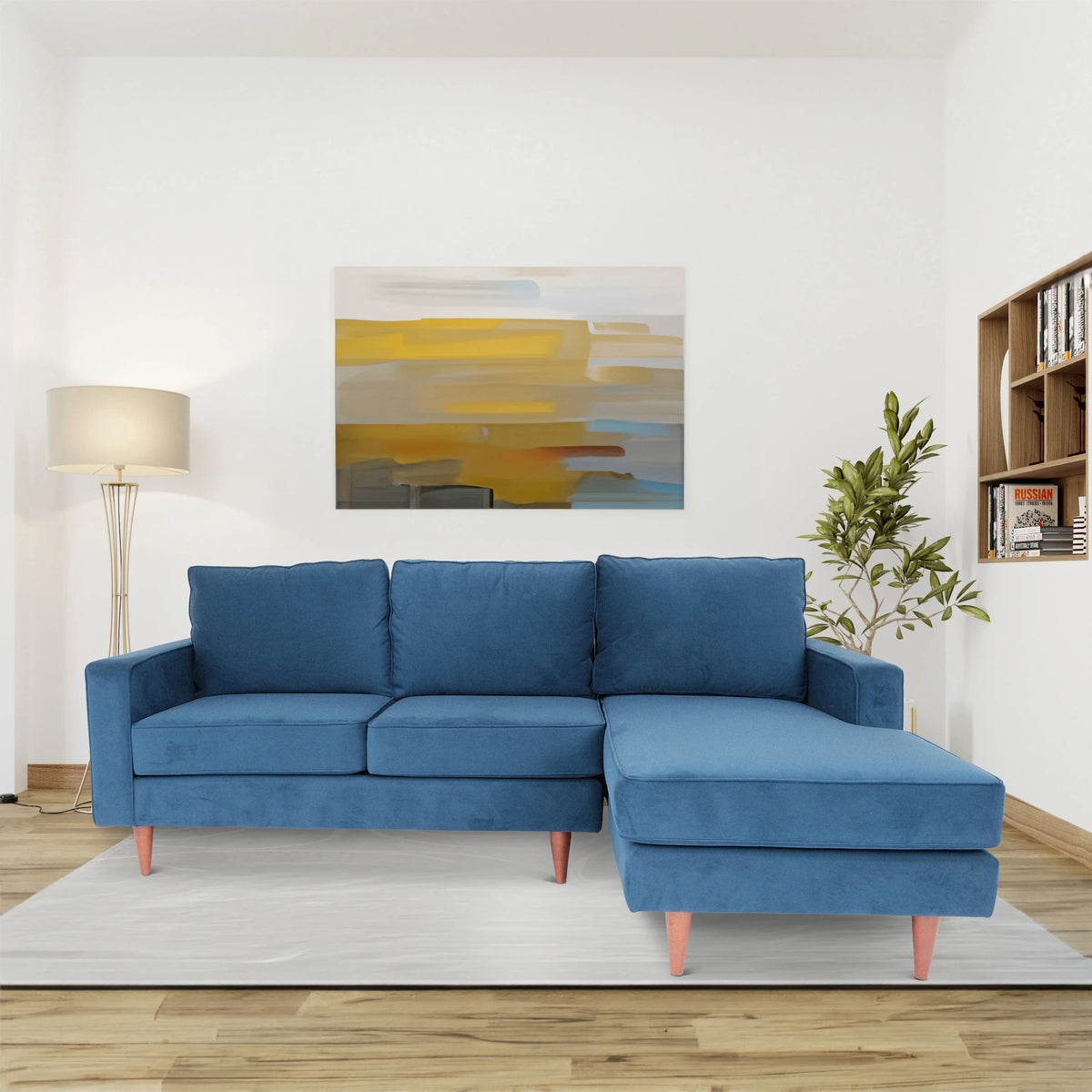 L Shaped Sectional Sofa Navy Blue U55286