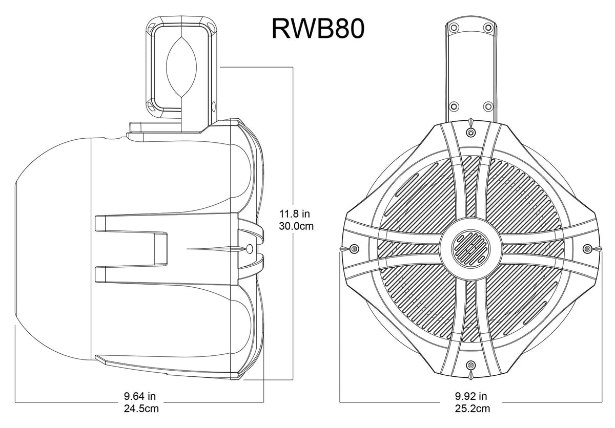 Black 8" Marine Wakeboard Tower Speakers with Receiver I285