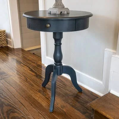 Antique Navy Pedestal End Table W907388