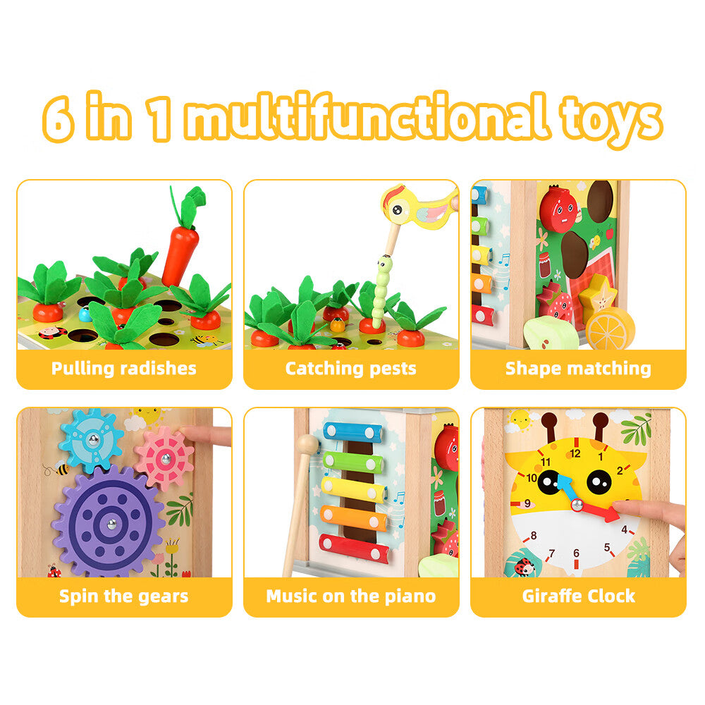 6-in-1 Wooden Blocks Shape Sorter Montessori Toys S92194