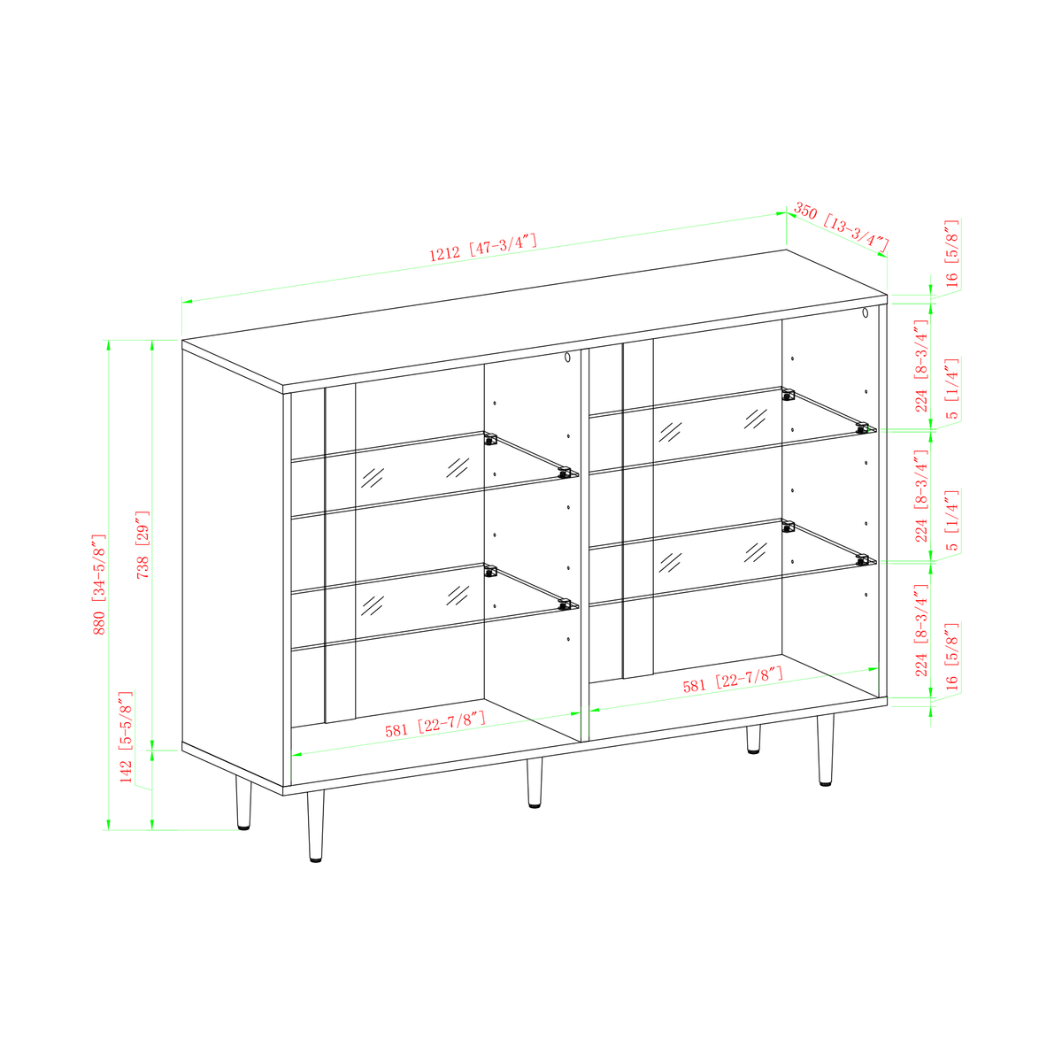 Slate Grey Mid Century Modern Bookcase Z64383