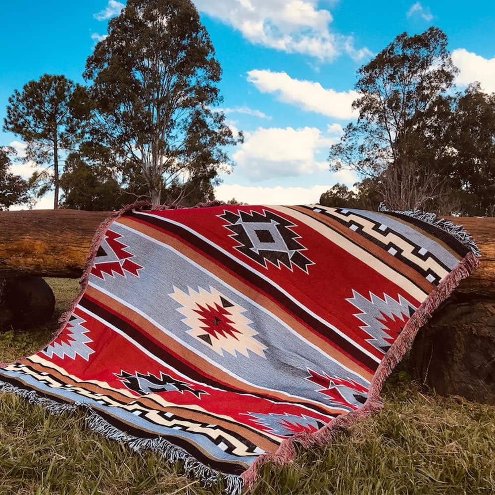White Reversible Woven Tassels Throw Blanket G5393