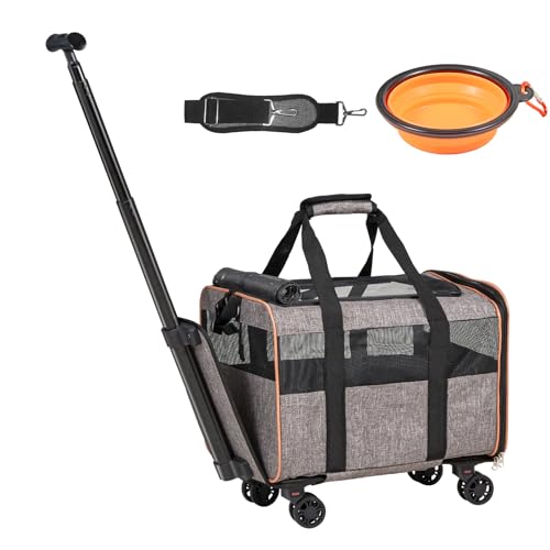 Airline Approved Expandable Rolling Pet Carrier with Telescopic Handle Q141910