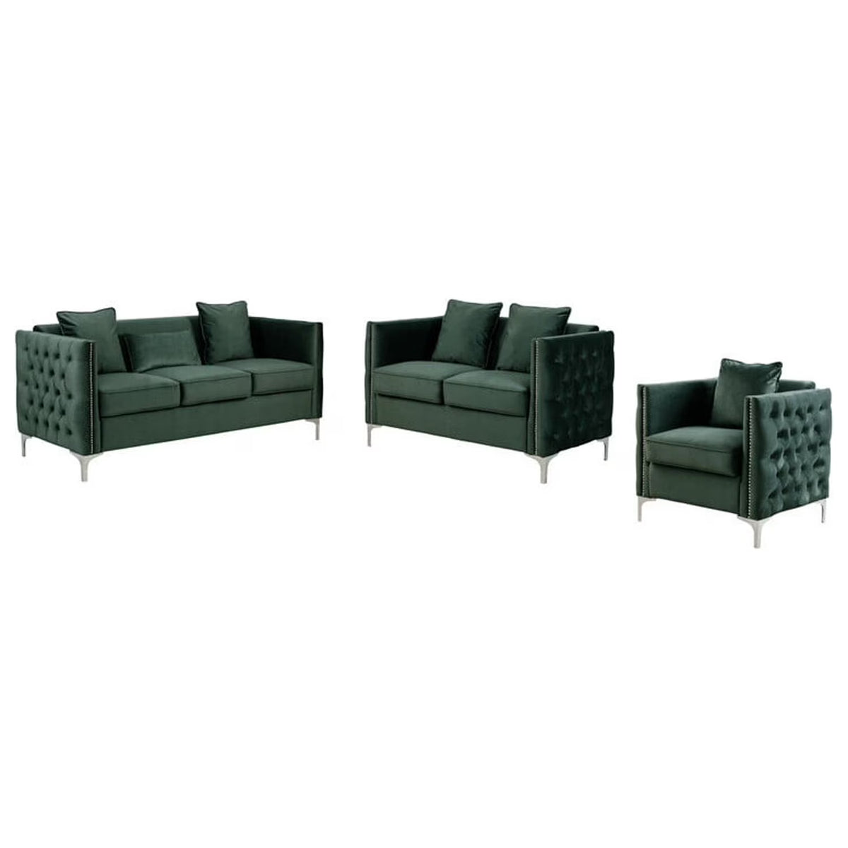 Fresh Pink Velvet Sofa Loveseat Chair Set P78650
