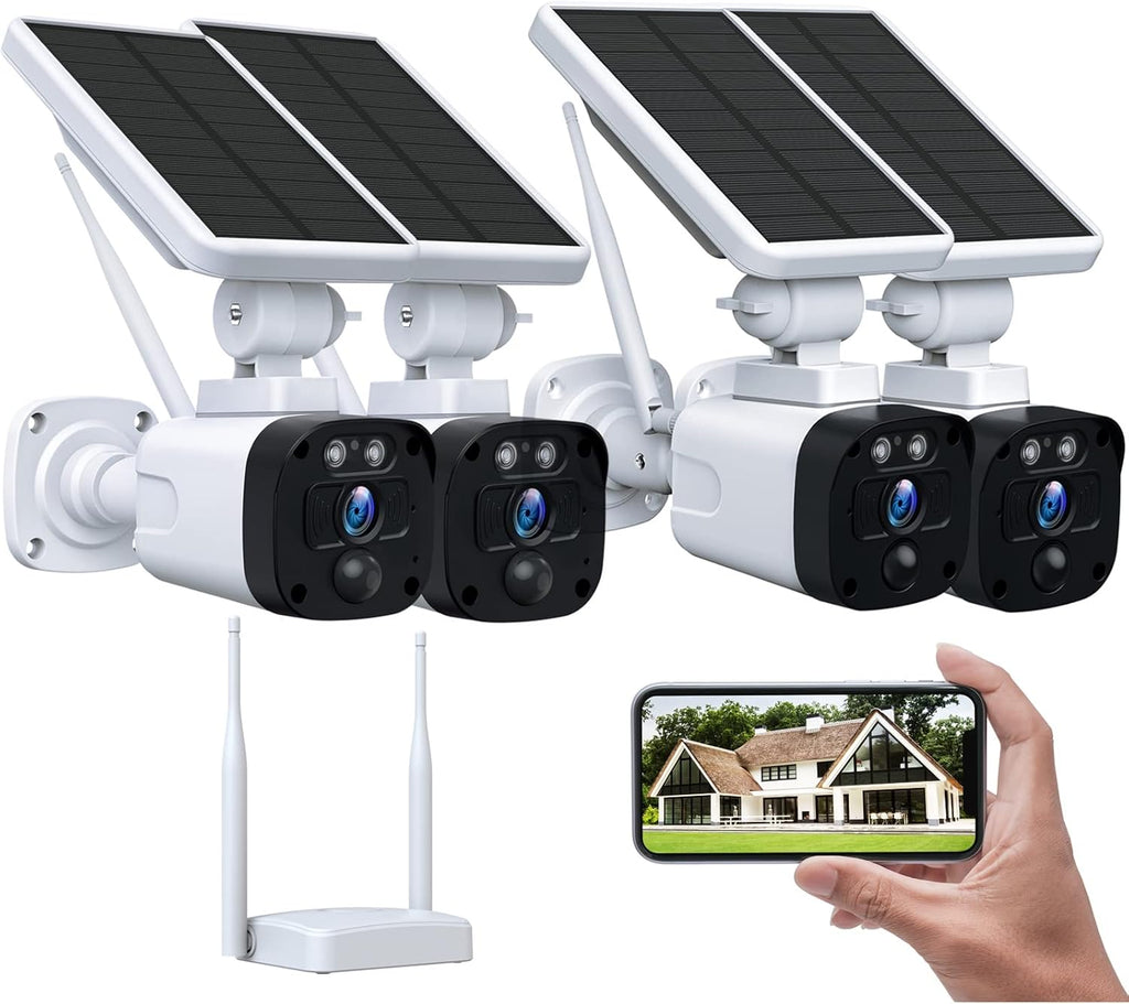 Solar Security Camera System Outdoor Wireless WiFi 4 Pack 3MP L55383