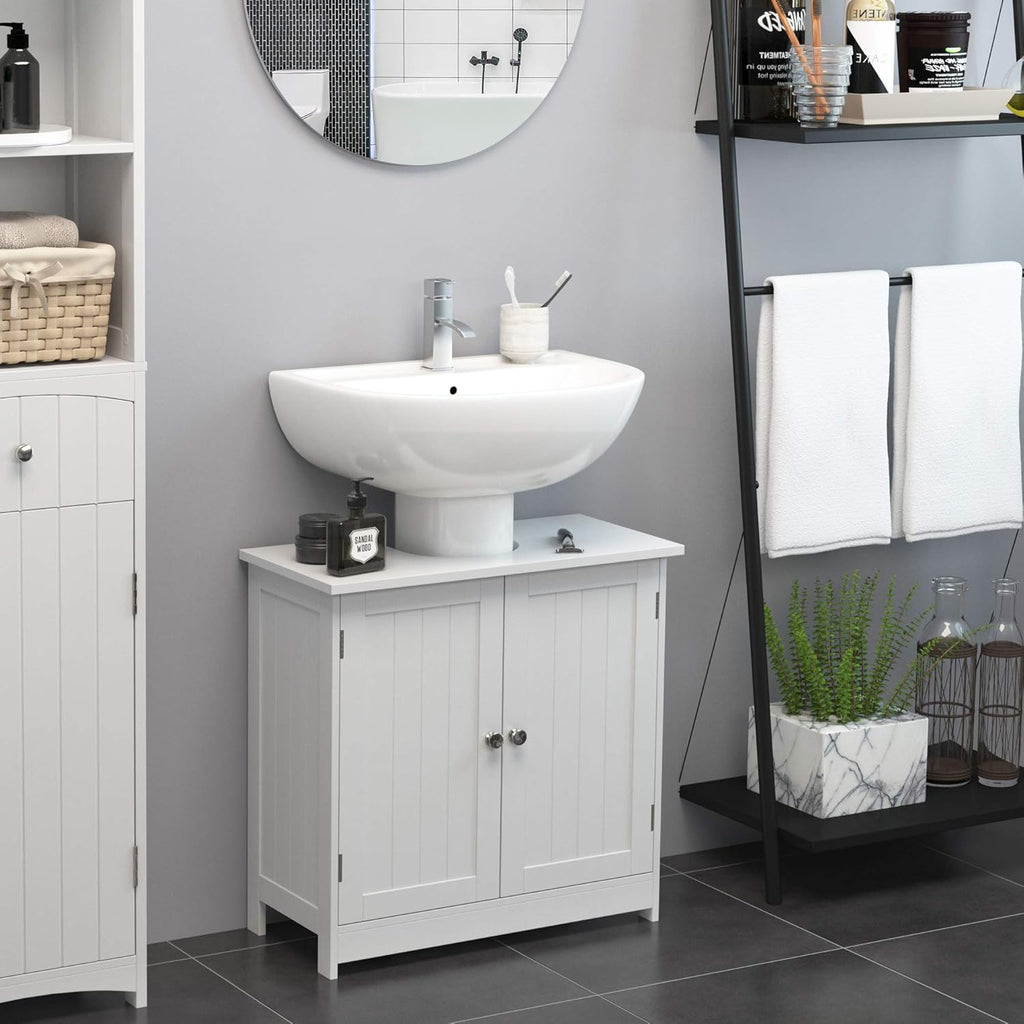 White Pedestal Sink Bathroom Vanity Cabinet Z43194