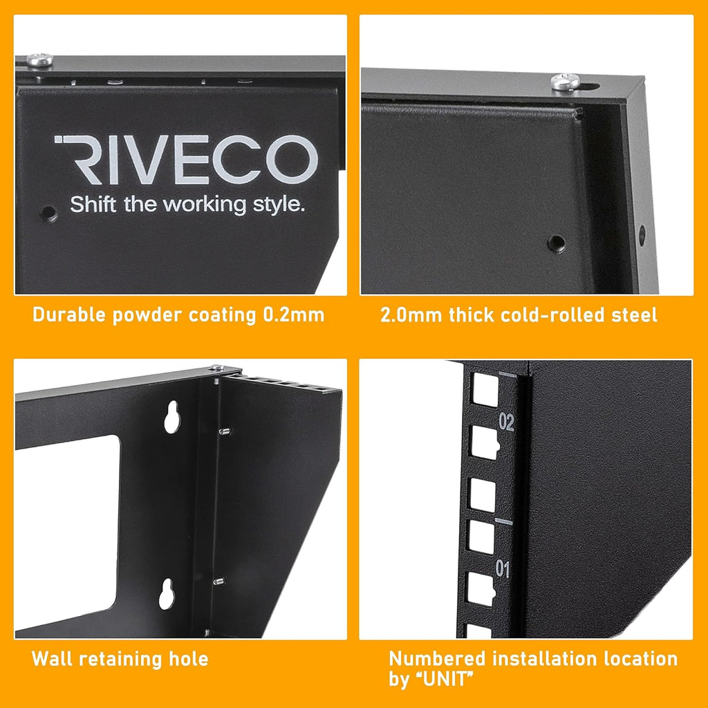 2U Wall Mount Rack Vertical Patch Panel Bracket Shelf Black A59071