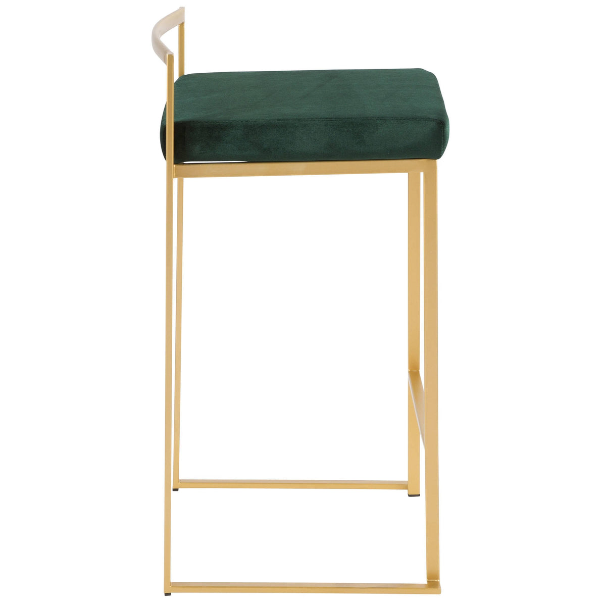 Brushed Gold and Green Velvet Barstools Z9367
