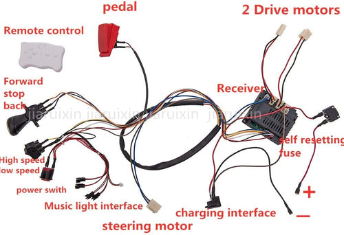 12V Remote Control Circuit Board Wires Switch Gearbox with Motors Electric Ride On Car Accessories R956856