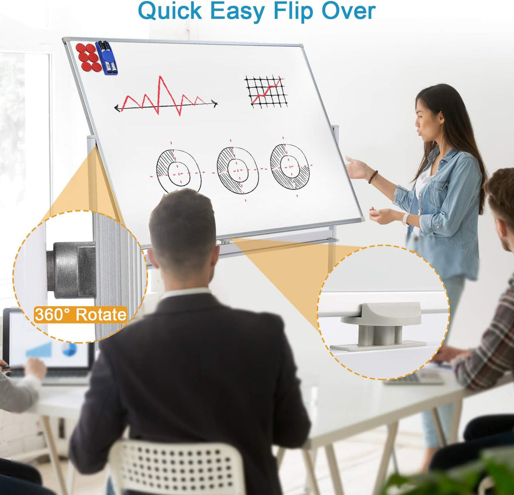 48x36 Double Sided Magnetic Whiteboard with Stand X65894