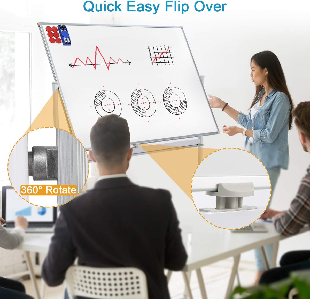 48x36 Double Sided Magnetic Whiteboard with Stand X65894