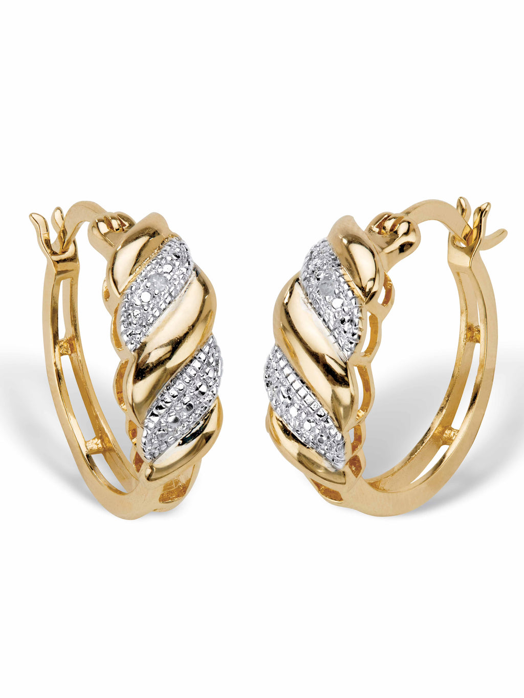 Diamond Accent S-Link Hoop Earrings Gold-Plated 3/4" V505234