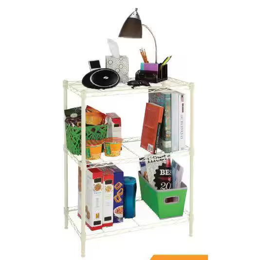 Black 3-Tier Rolling Wire Shelving Unit Y916939