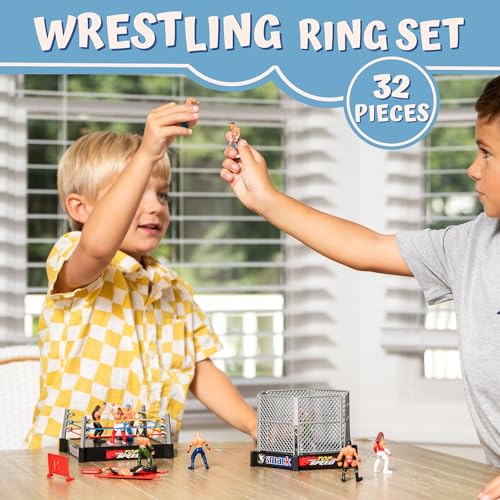 32-Piece 2" Wrestling Action Figures with Wrestling Ring C714