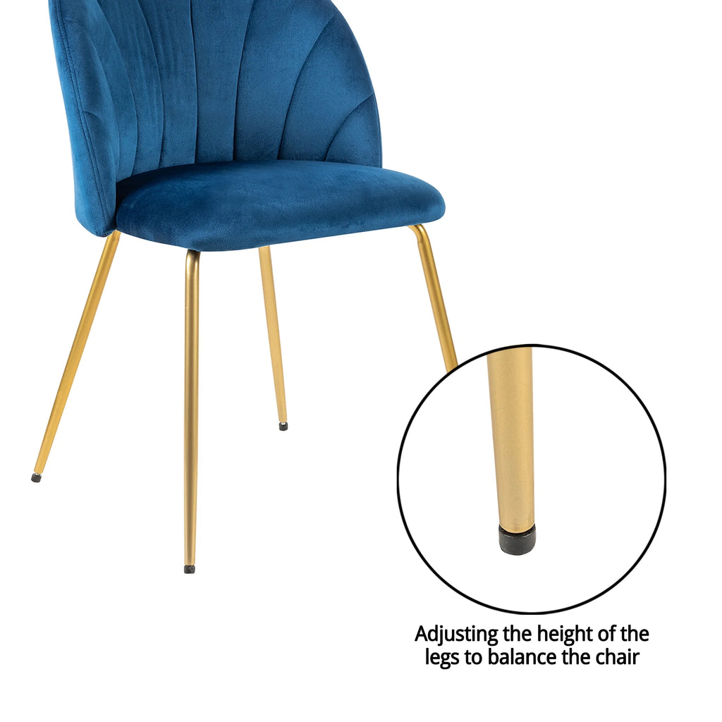 Velvet Blue Dining Room Chair with Gold Legs, Set of 4 S188