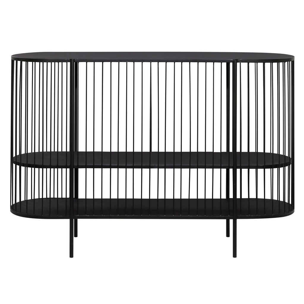 48" x 34" Black Metal 2 Shelf Console Table G2855